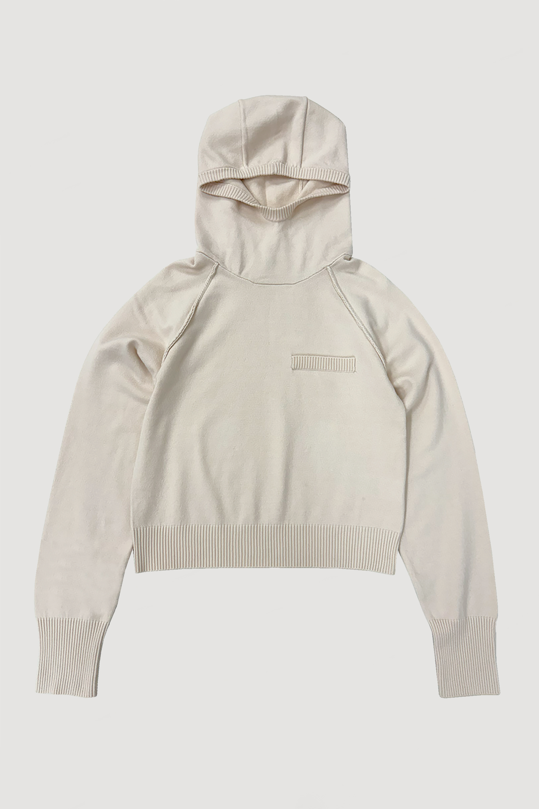 KNIT HOODIE TOP / IVORY
