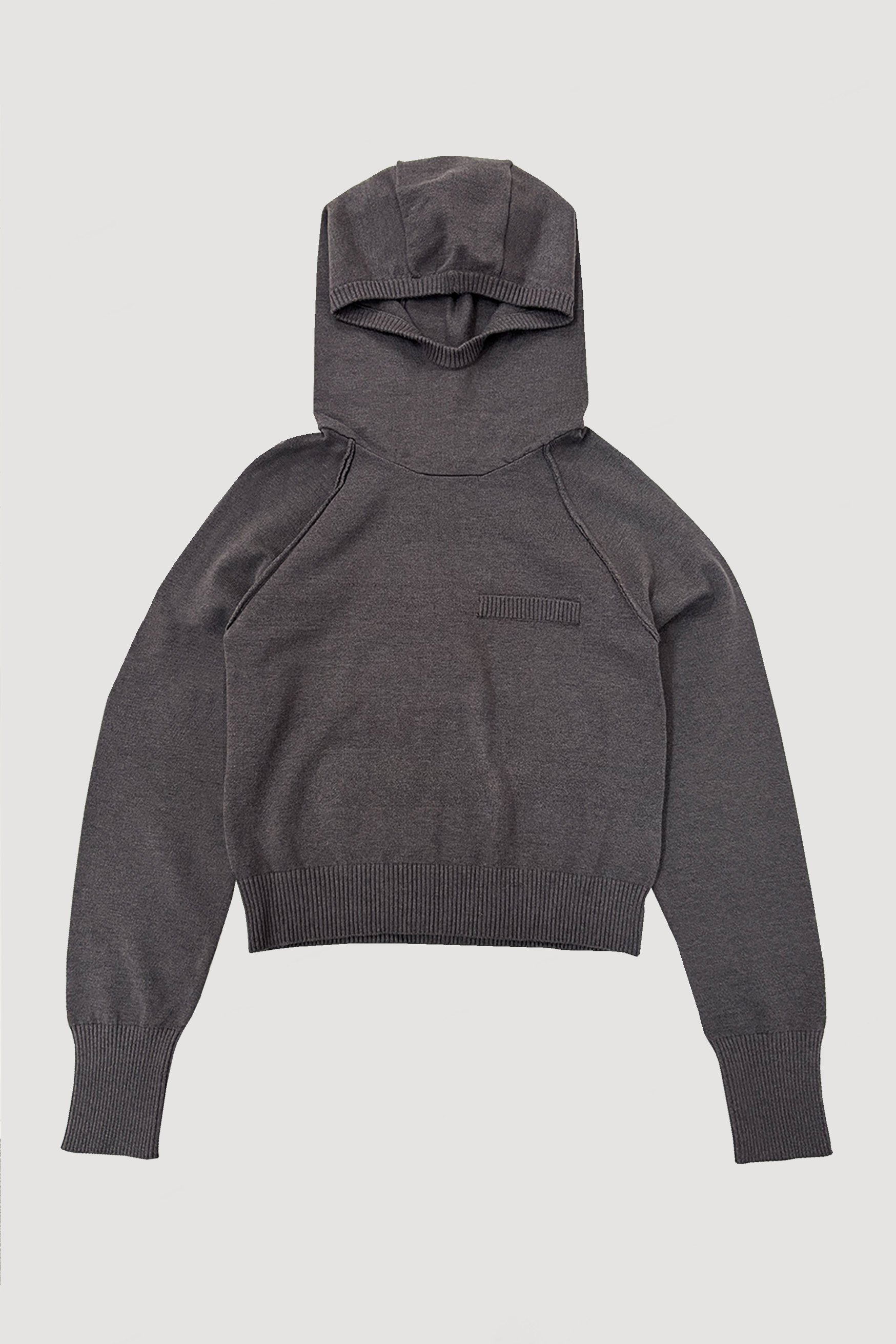 KNIT HOODIE TOP / GRAY