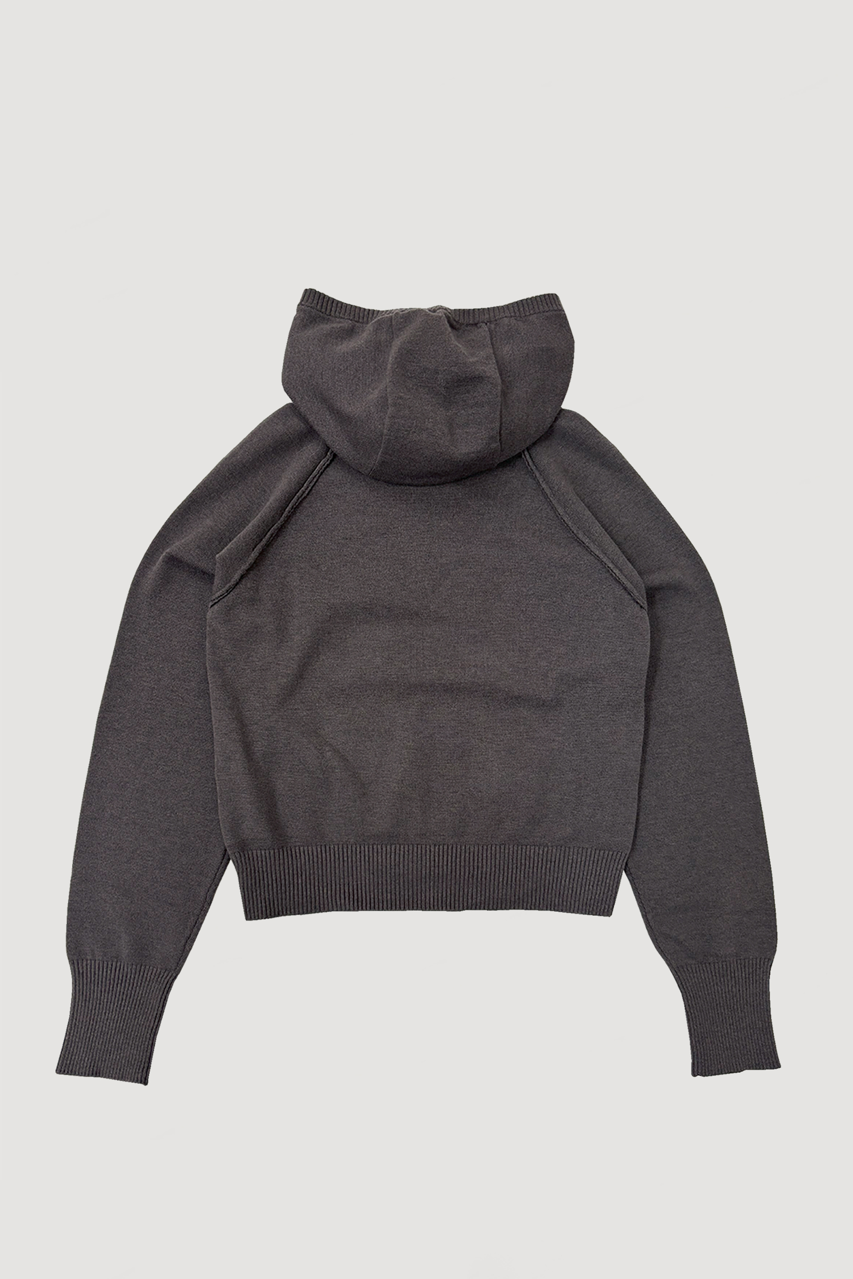 KNIT HOODIE TOP / GRAY