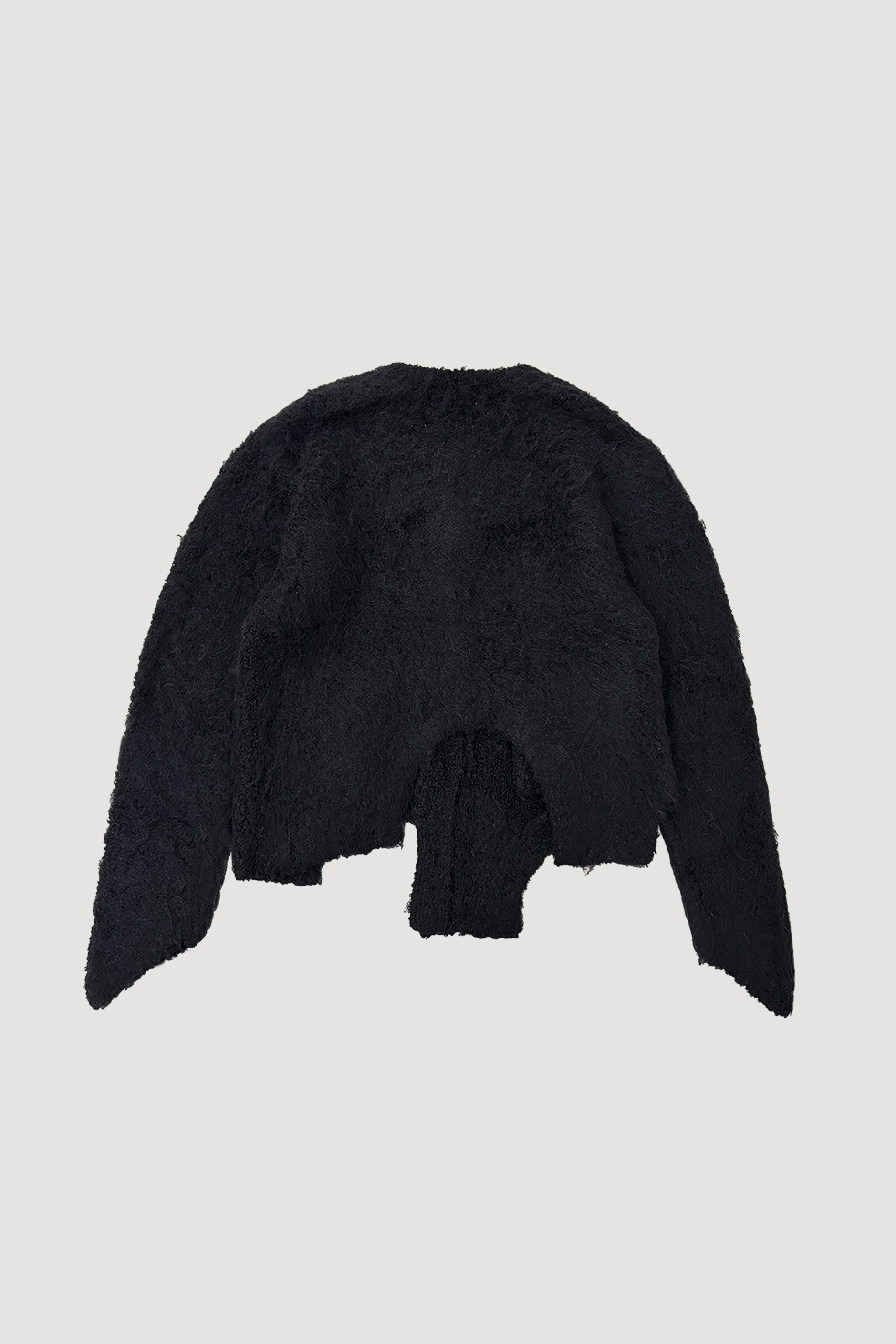 CUTTING MOHAIR KNIT CARDIGAN / BLACK