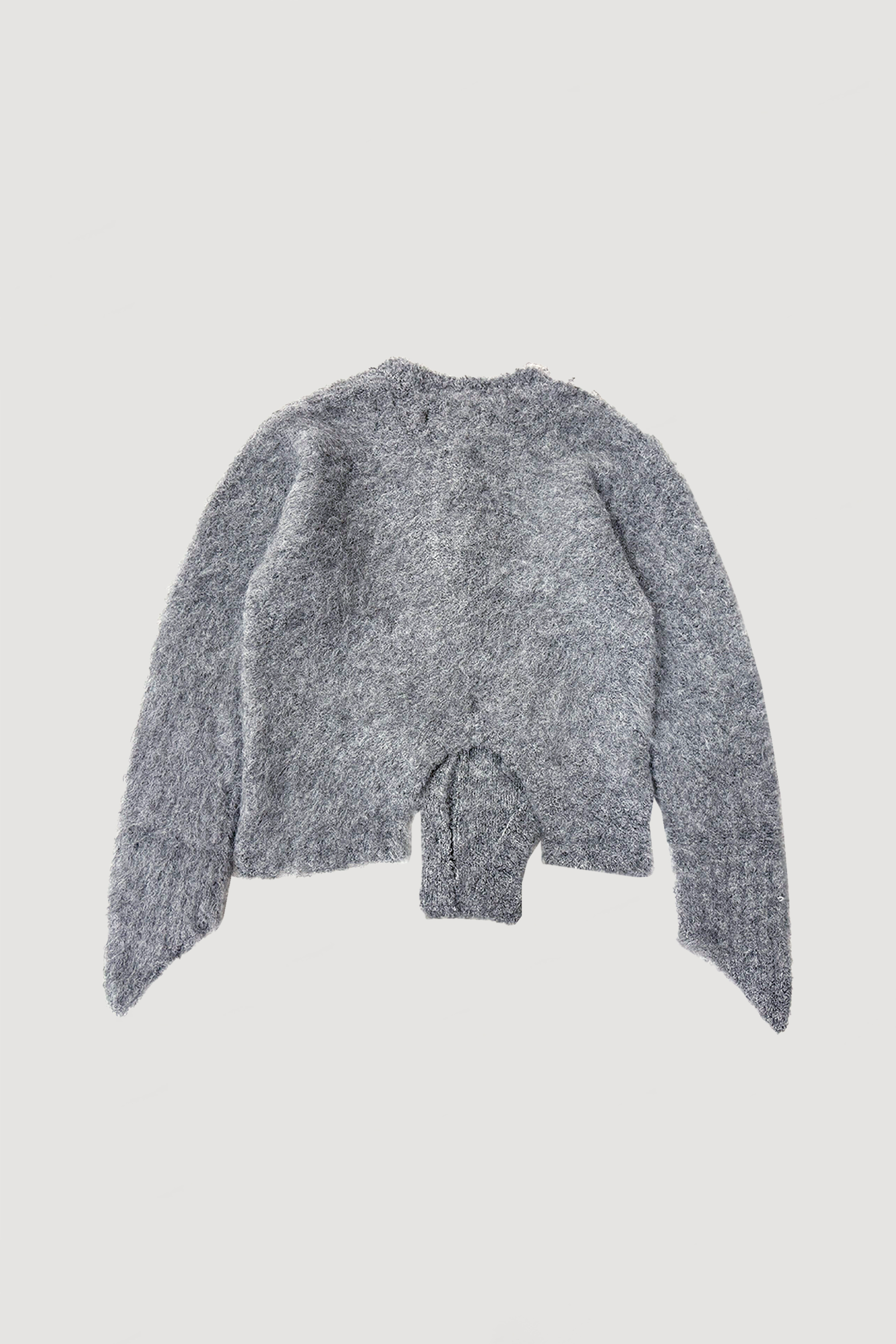 CUTTING MOHAIR KNIT CARDIGAN / GRAY
