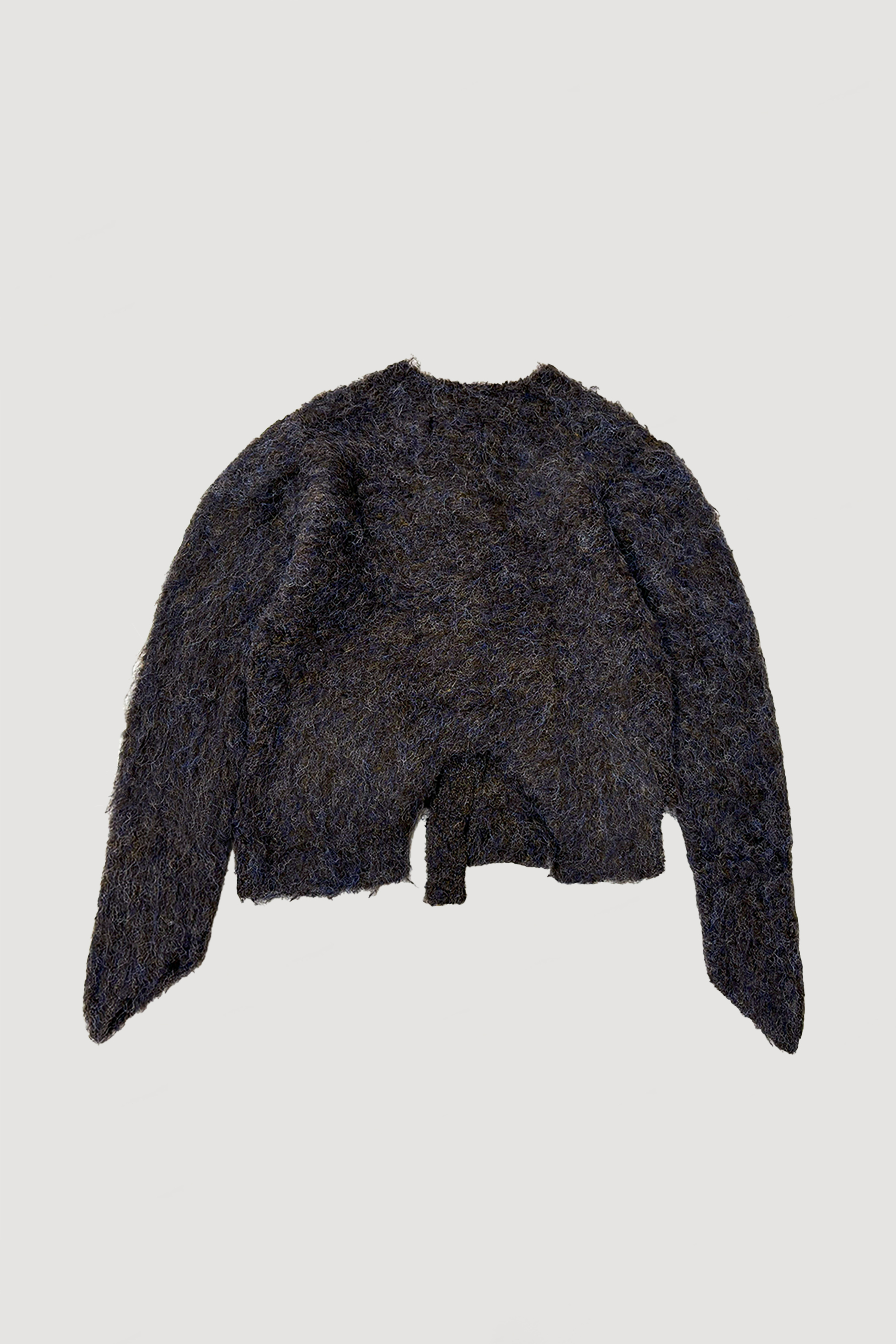 CUTTING MOHAIR KNIT CARDIGAN / BROWN