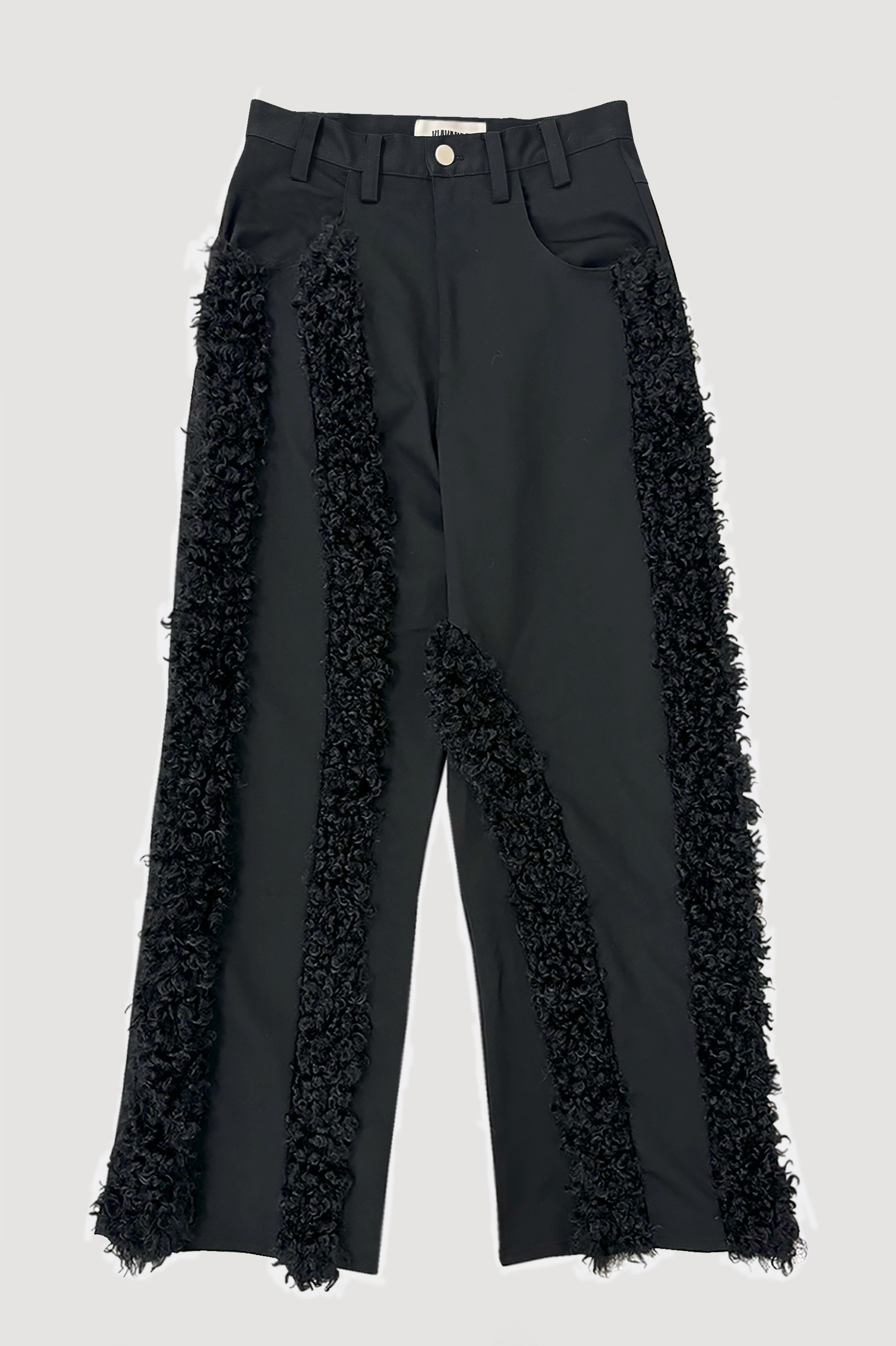 FUR STRAIGHT PANTS / BLACK