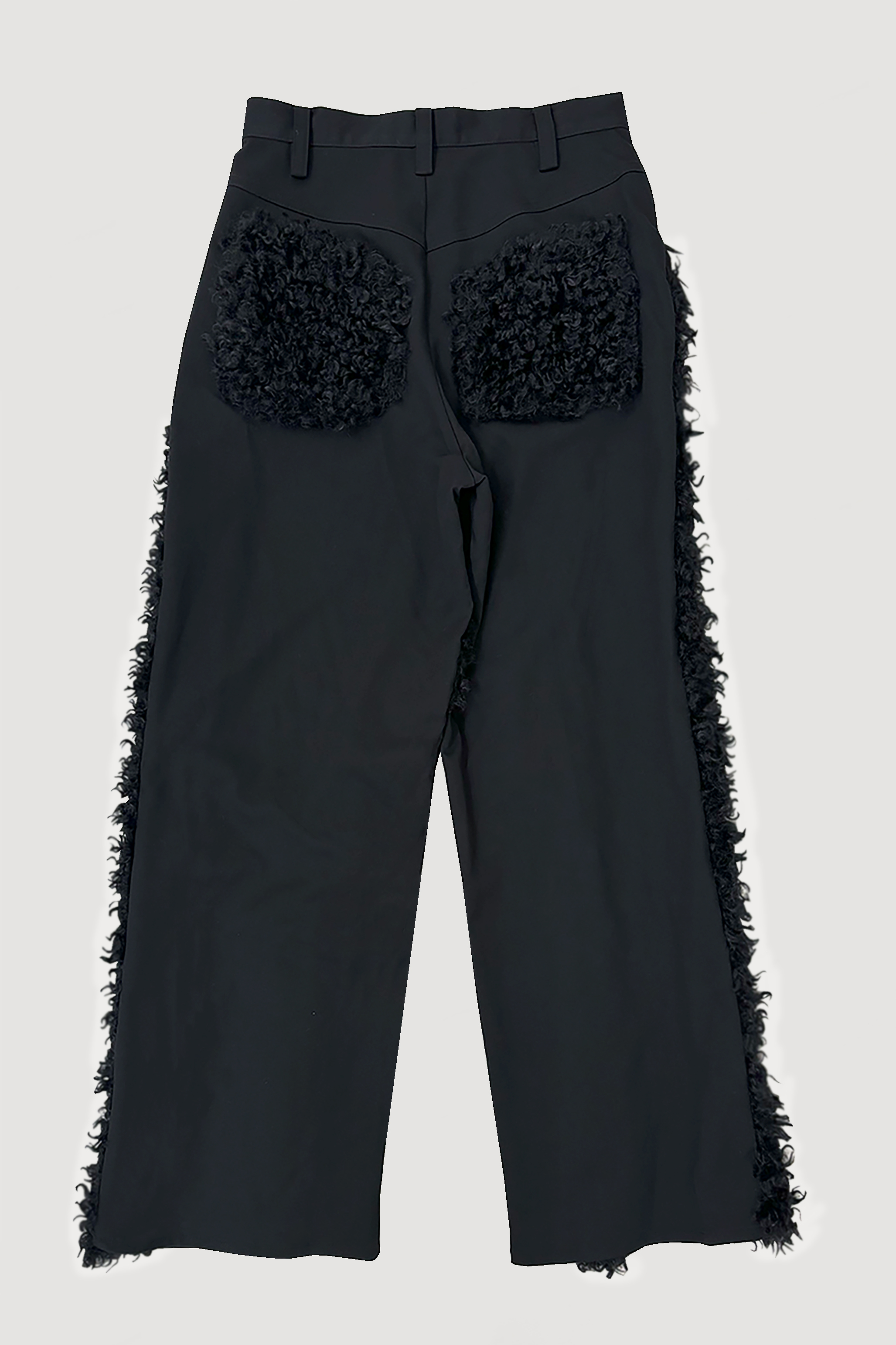 FUR STRAIGHT PANTS / BLACK