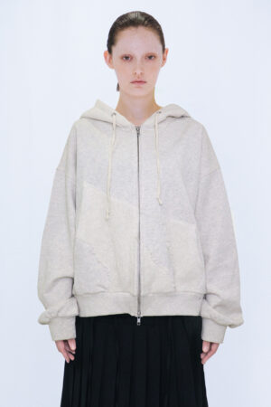 KNIT LAYERED HOODIE / OATMEAL
