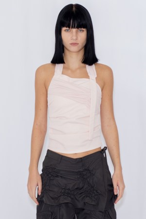 SHEER HALTERNECK TOP / PINK