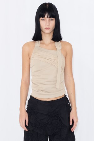 SHEER HALTERNECK TOP / BEIGE