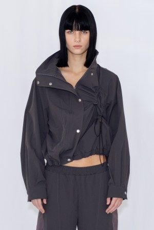 DRAWSTRING TRACK JACKET / CHARCOAL