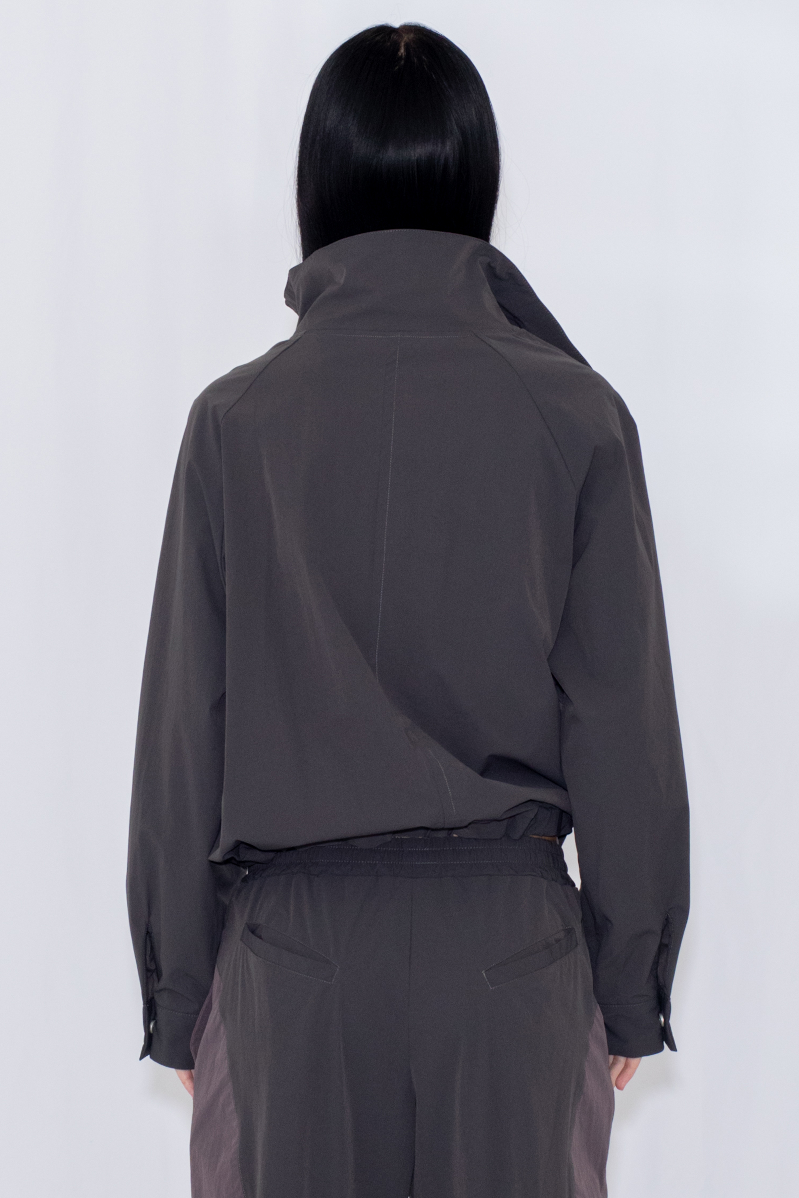 DRAWSTRING TRACK JACKET / CHARCOAL