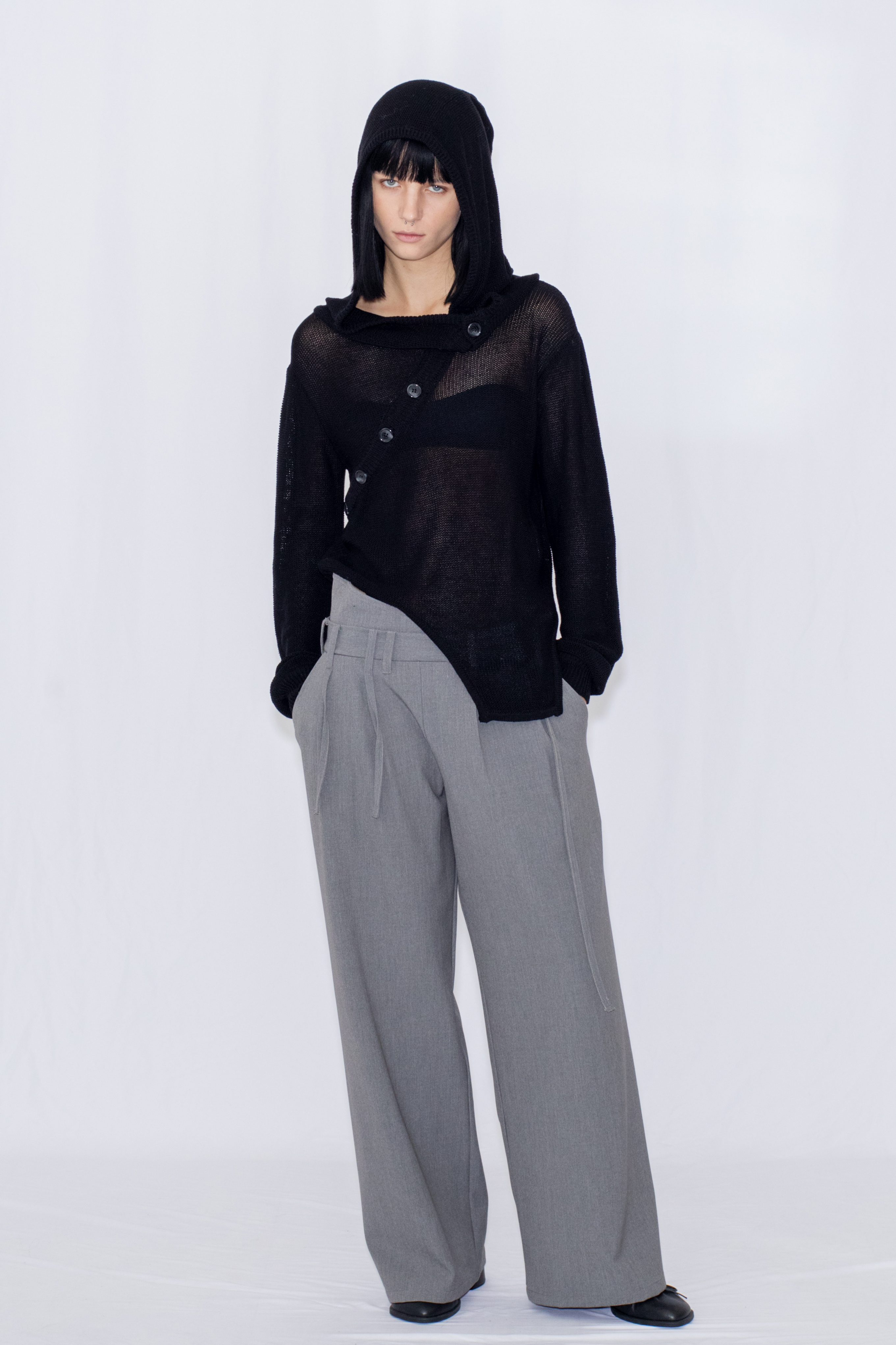 STRING WIDE TROUSERS / GRAY
