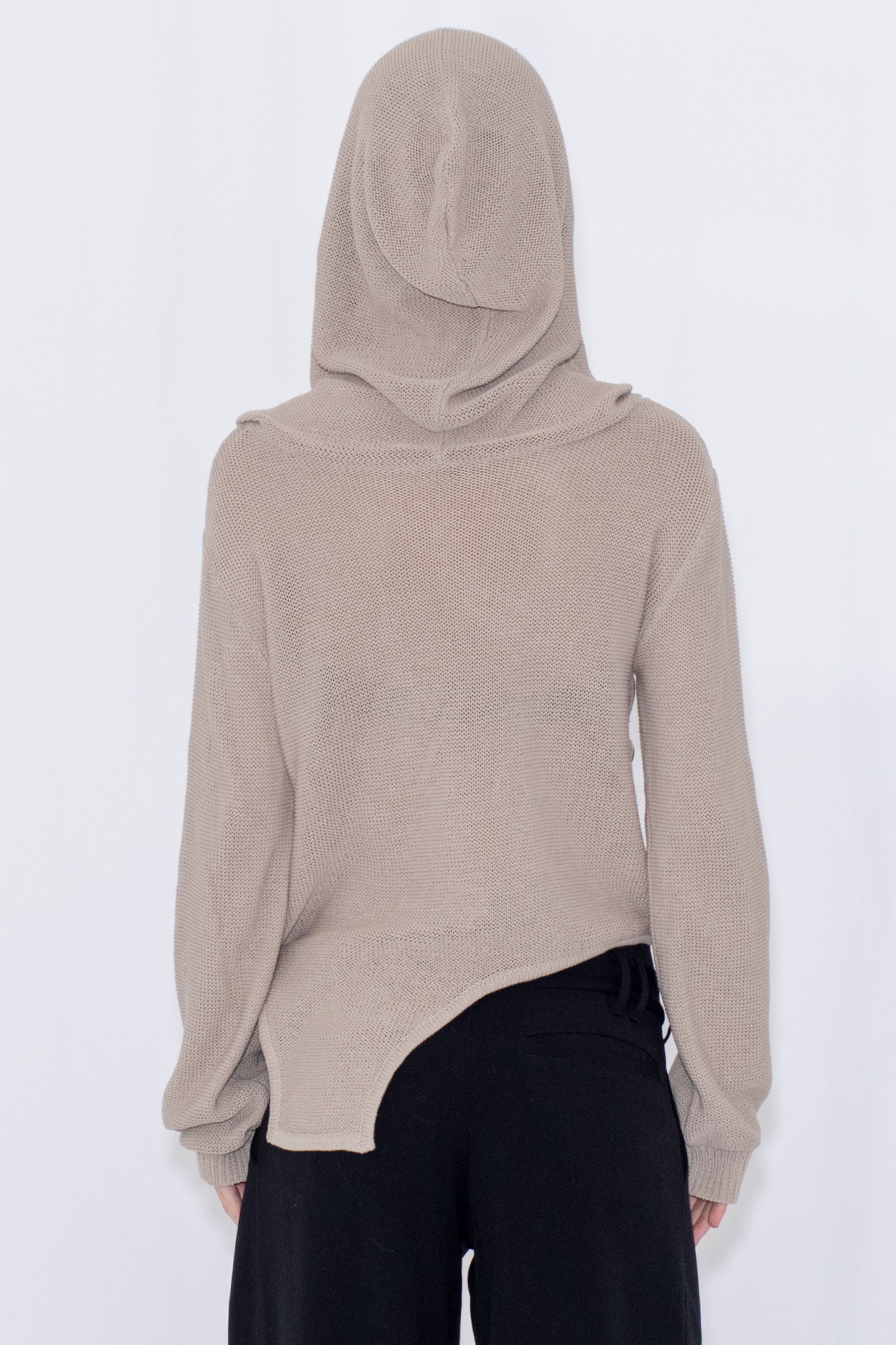 【POP UP】OPEN KNIT HOODED TOP / GRAY