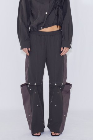 2WAY DEFORMED TRACK PANTS / CHARCOAL