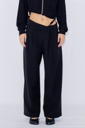 STRING WIDE TROUSERS / BLACK