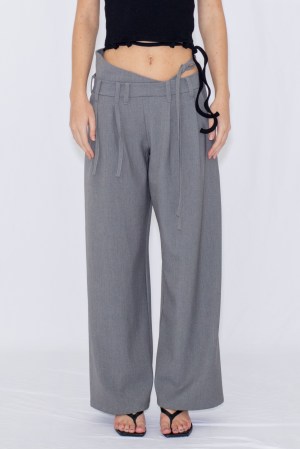 STRING WIDE TROUSERS / GRAY