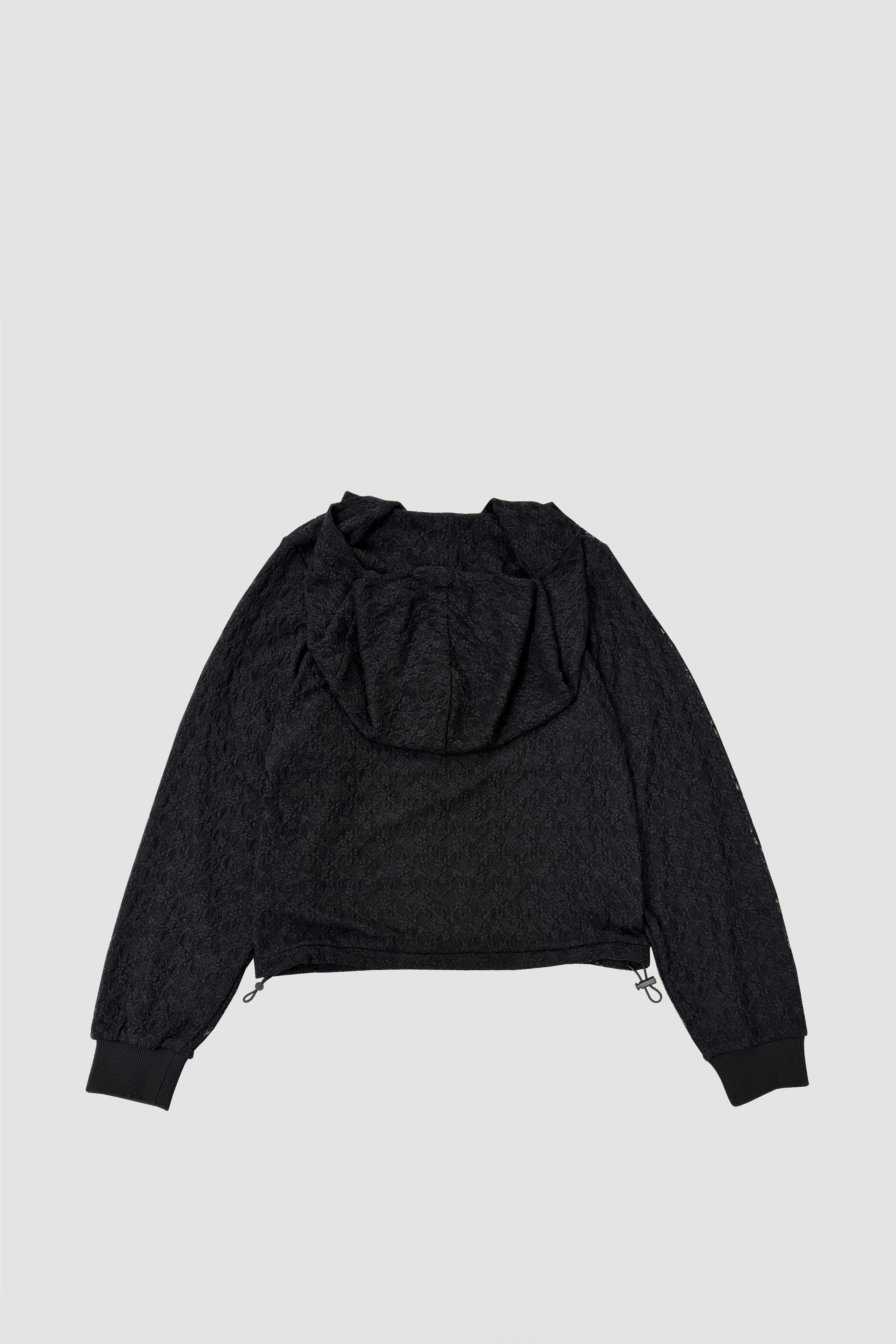 LACE DOUBLE ZIP HOODIE / BLACK