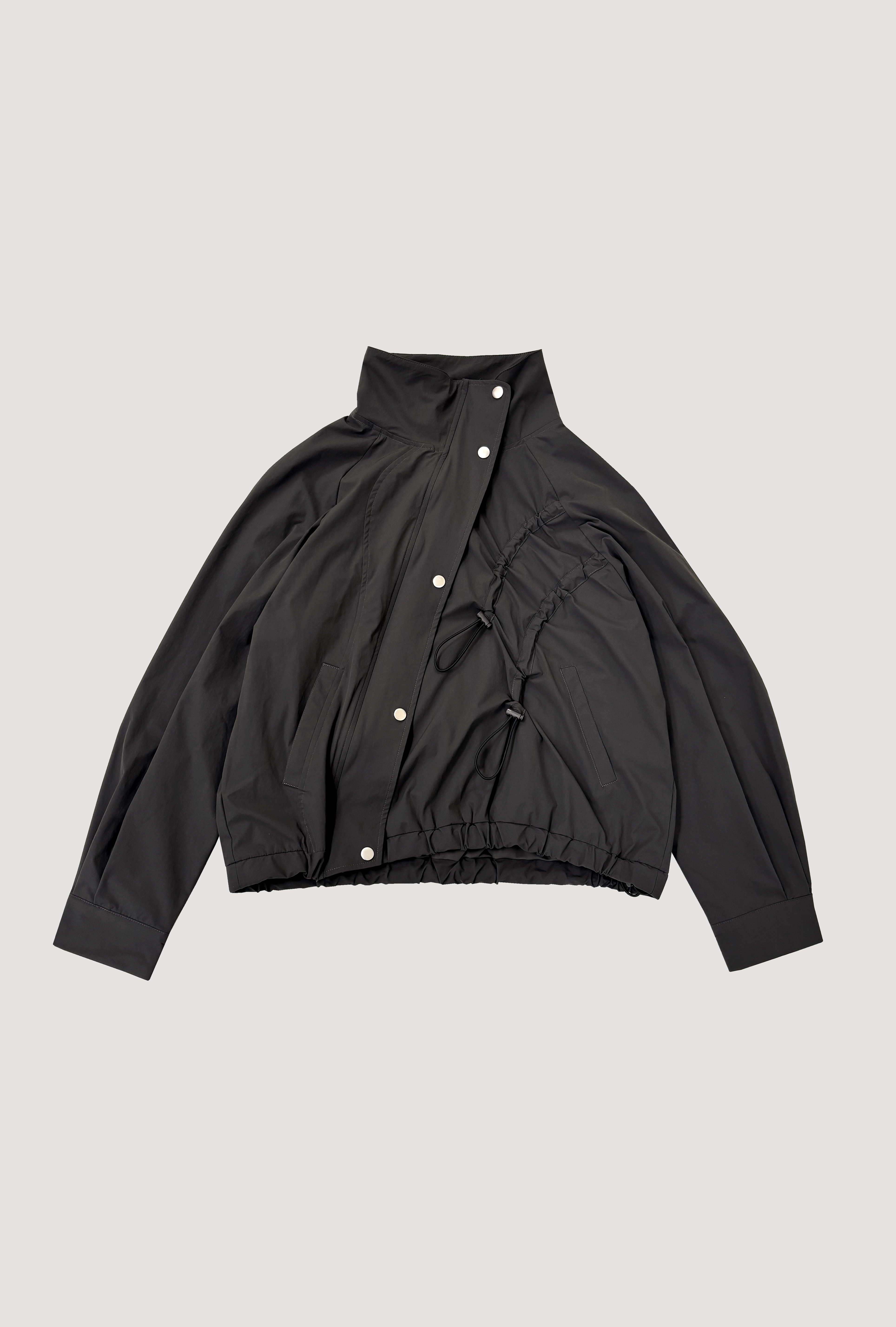 DRAWSTRING TRACK JACKET / CHARCOAL