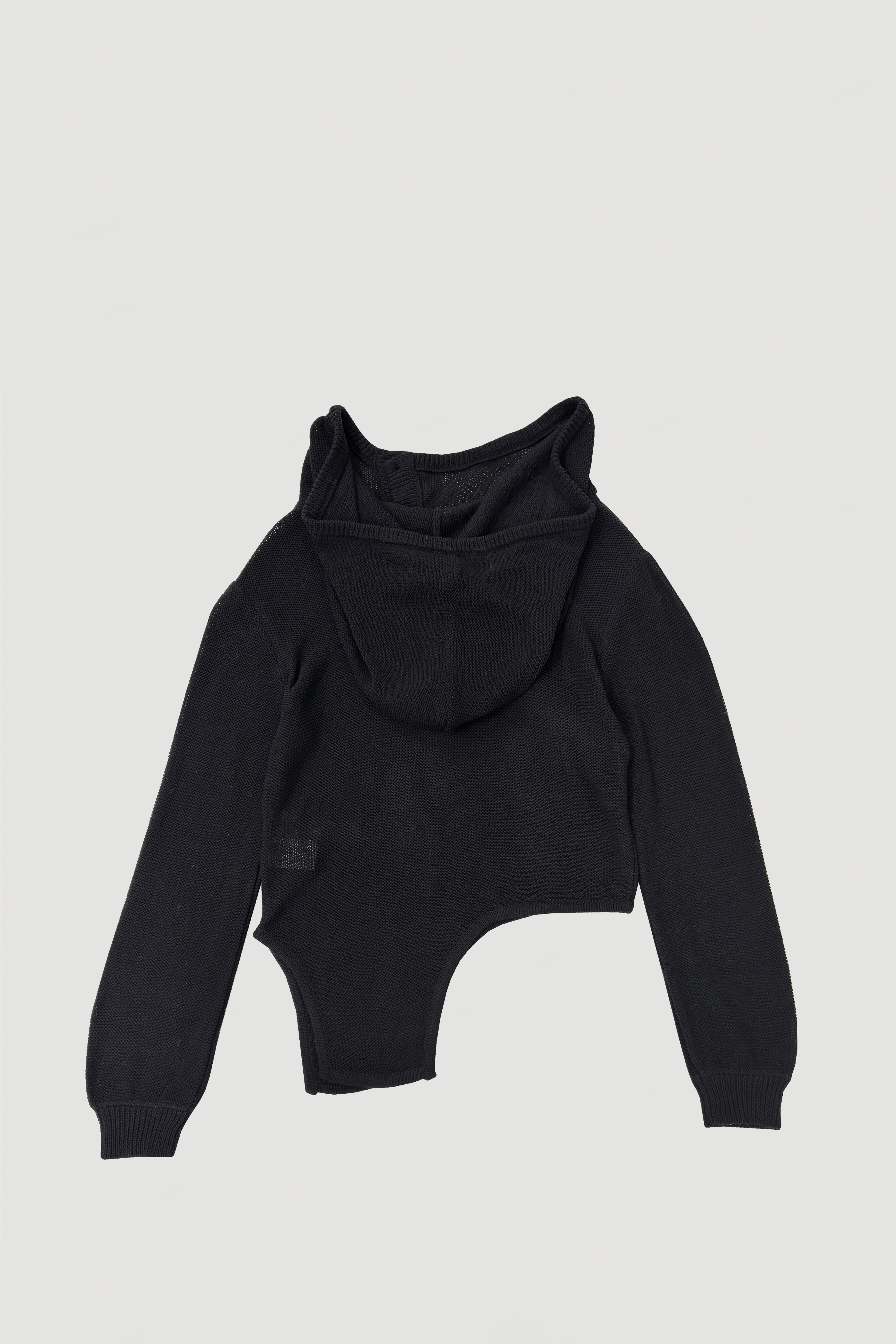 【POP UP】OPEN KNIT HOODED TOP / BLACK