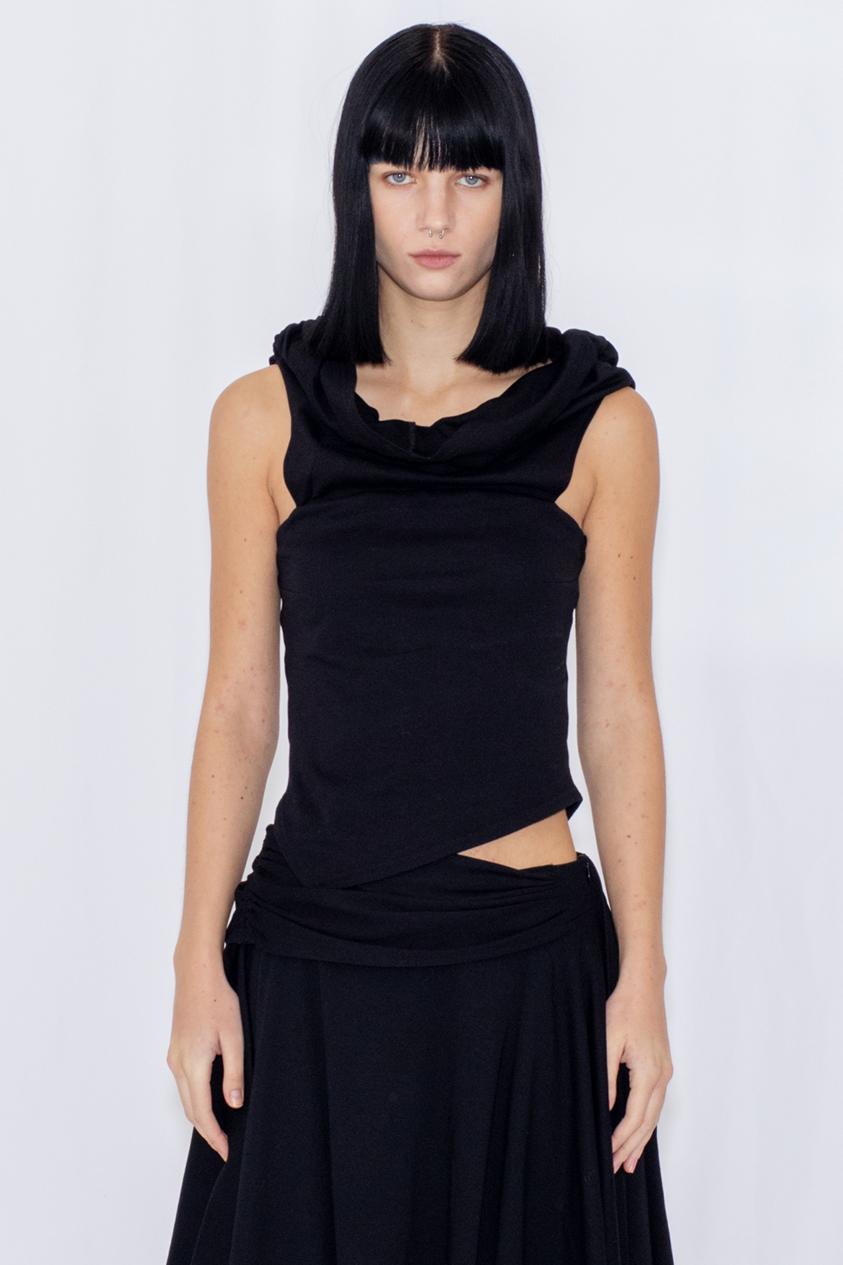 【POP UP】ASYMMETRIC DRAPE TOP / BLACK