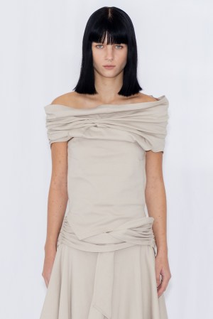 ASYMMETRIC DRAPE TOP / GRAY