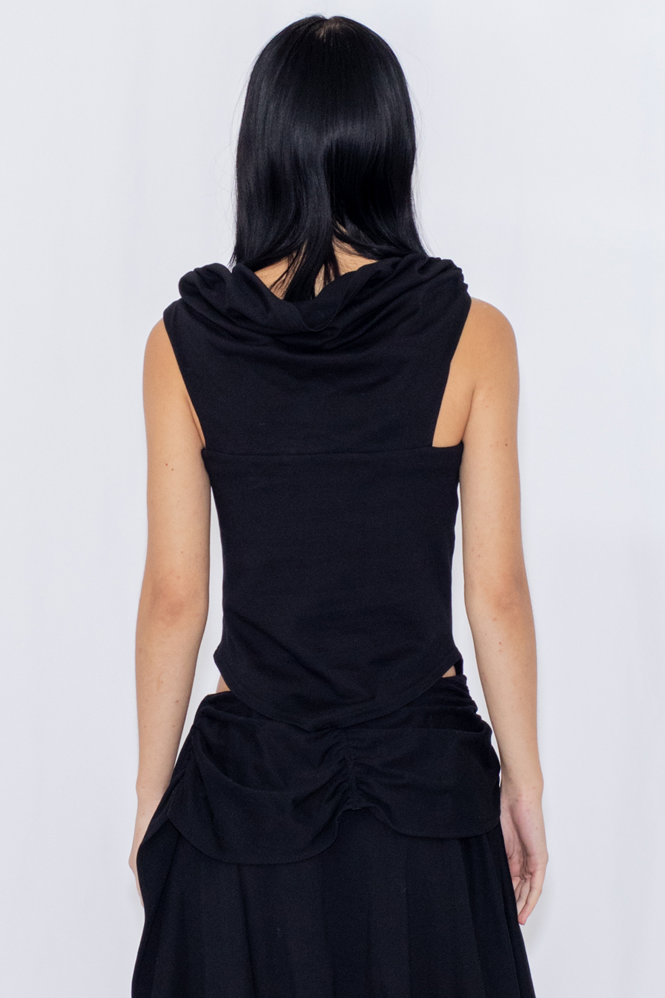 【POP UP】ASYMMETRIC DRAPE TOP / BLACK