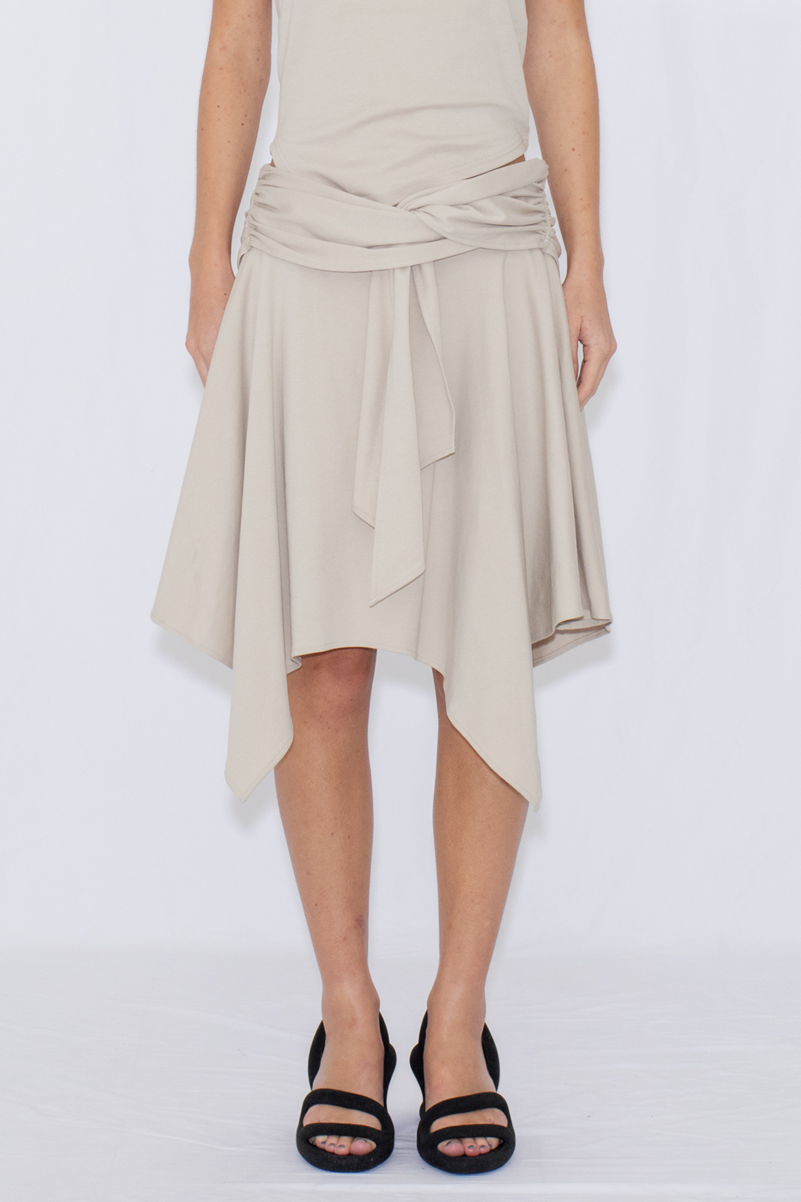 【POP UP】ASYMMETRIC DRAPE SKIRT / GRAY