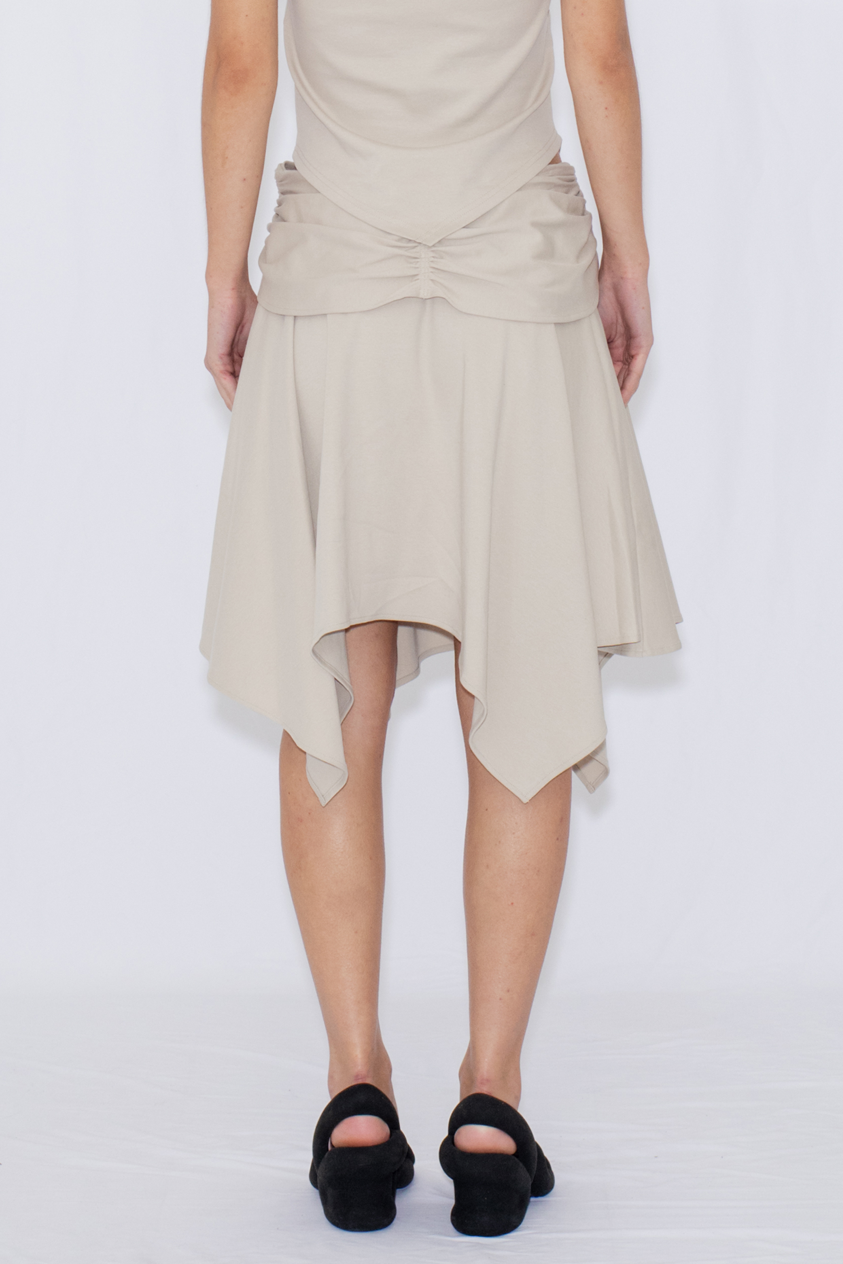 【POP UP】ASYMMETRIC DRAPE SKIRT / GRAY