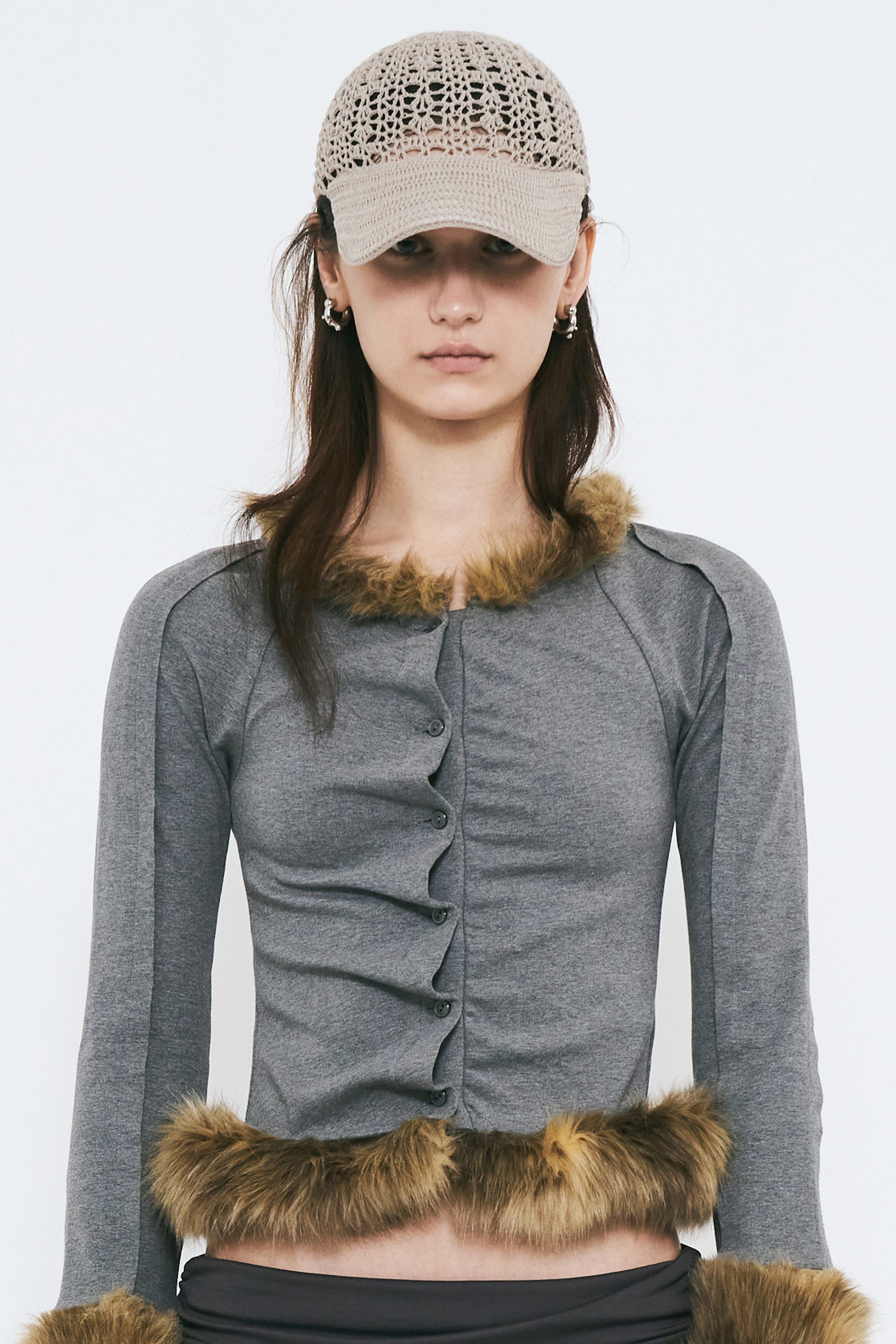 OPEN KNIT CAP / BEIGE