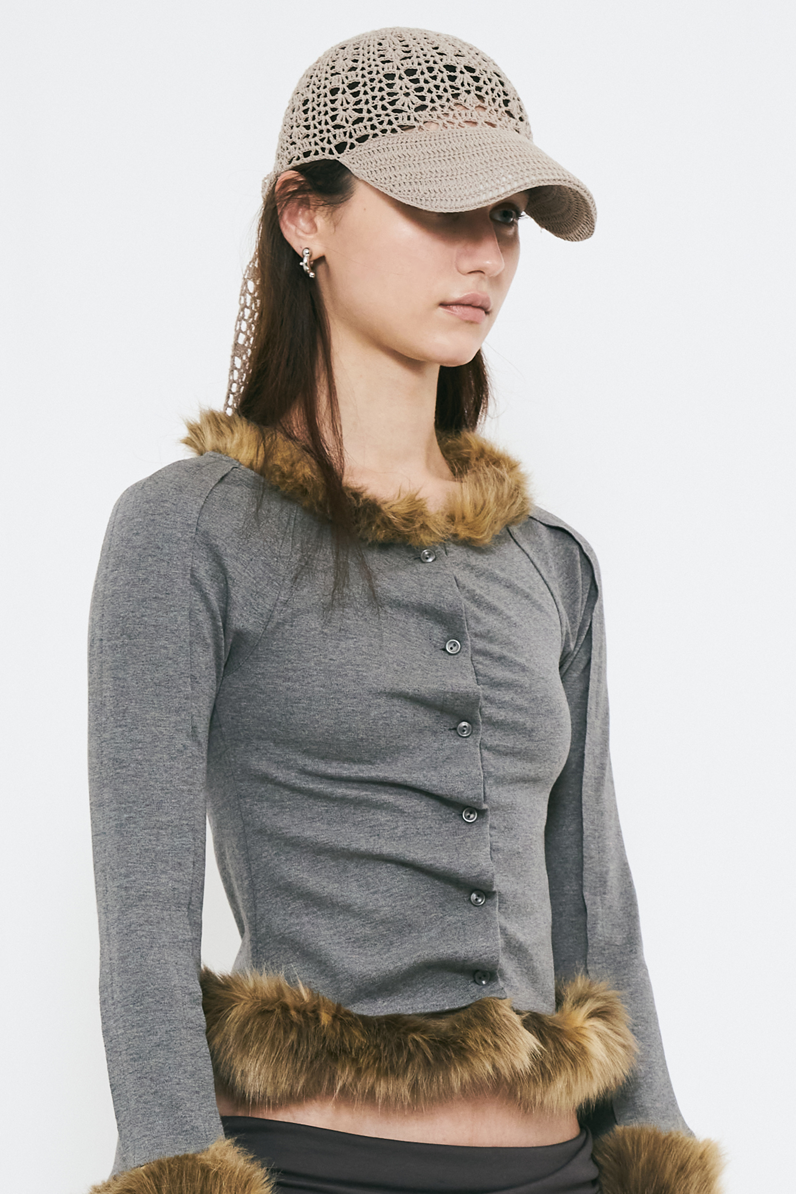 OPEN KNIT CAP / BEIGE