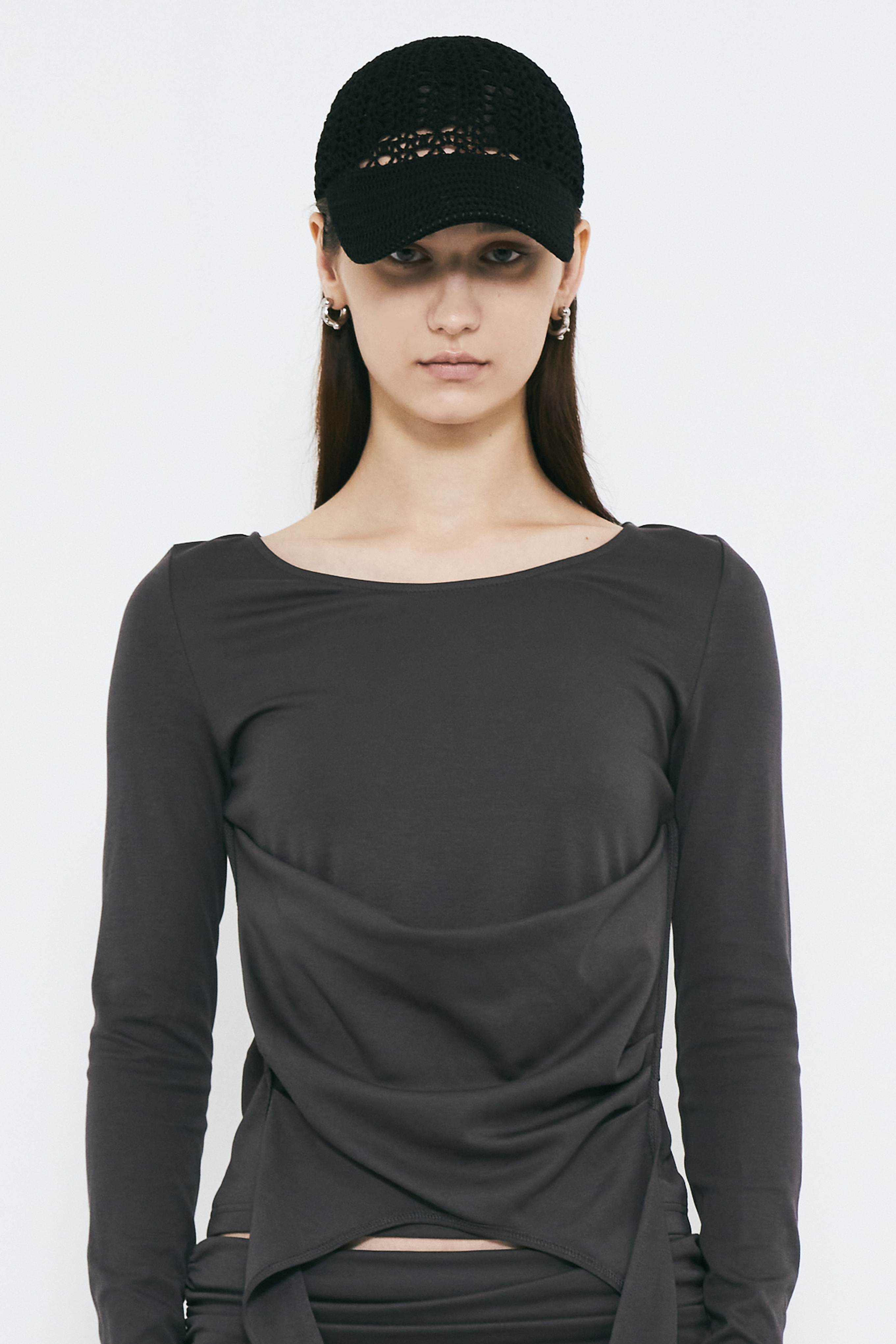 OPEN KNIT CAP / BLACK