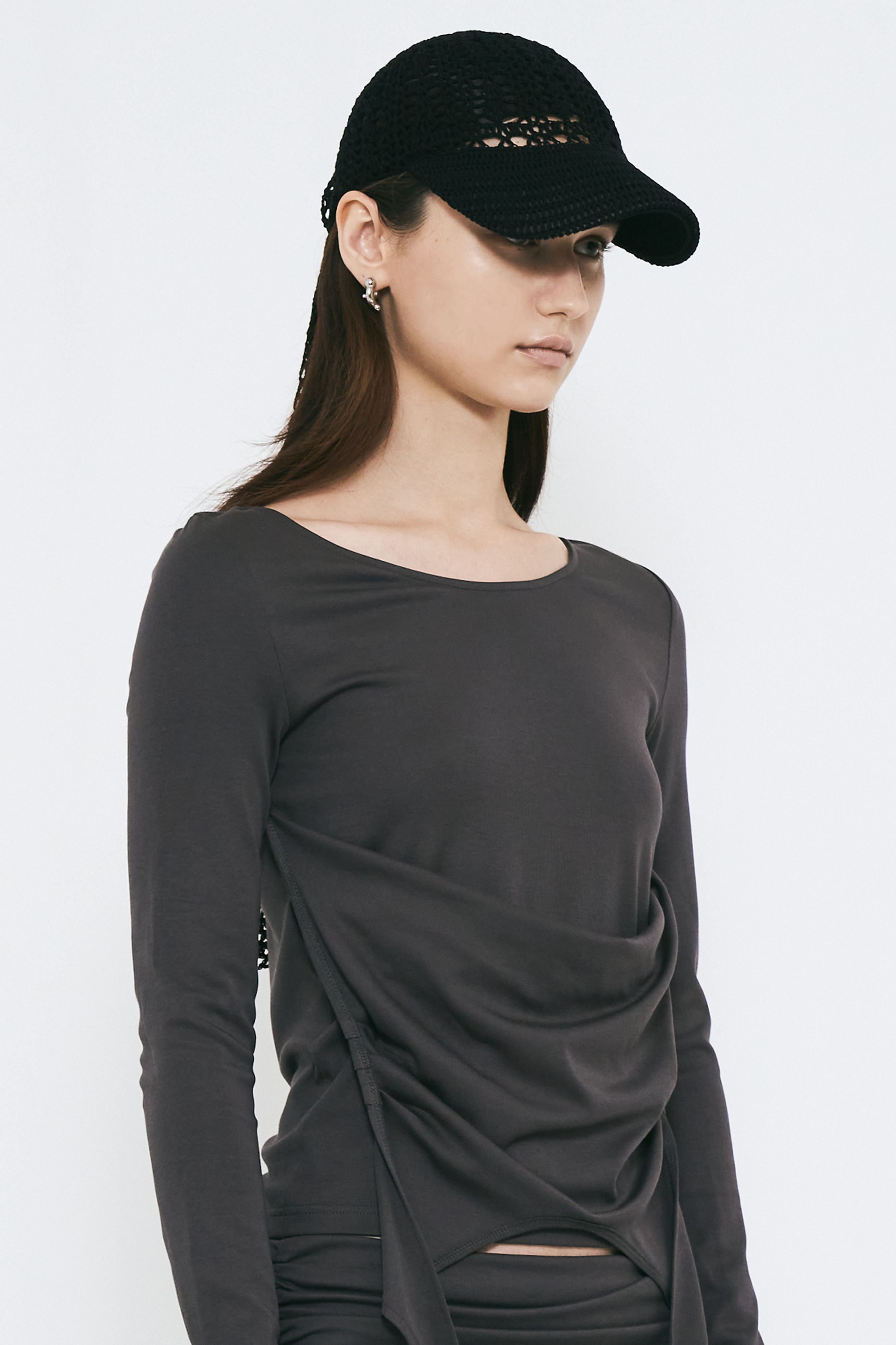 OPEN KNIT CAP / BLACK