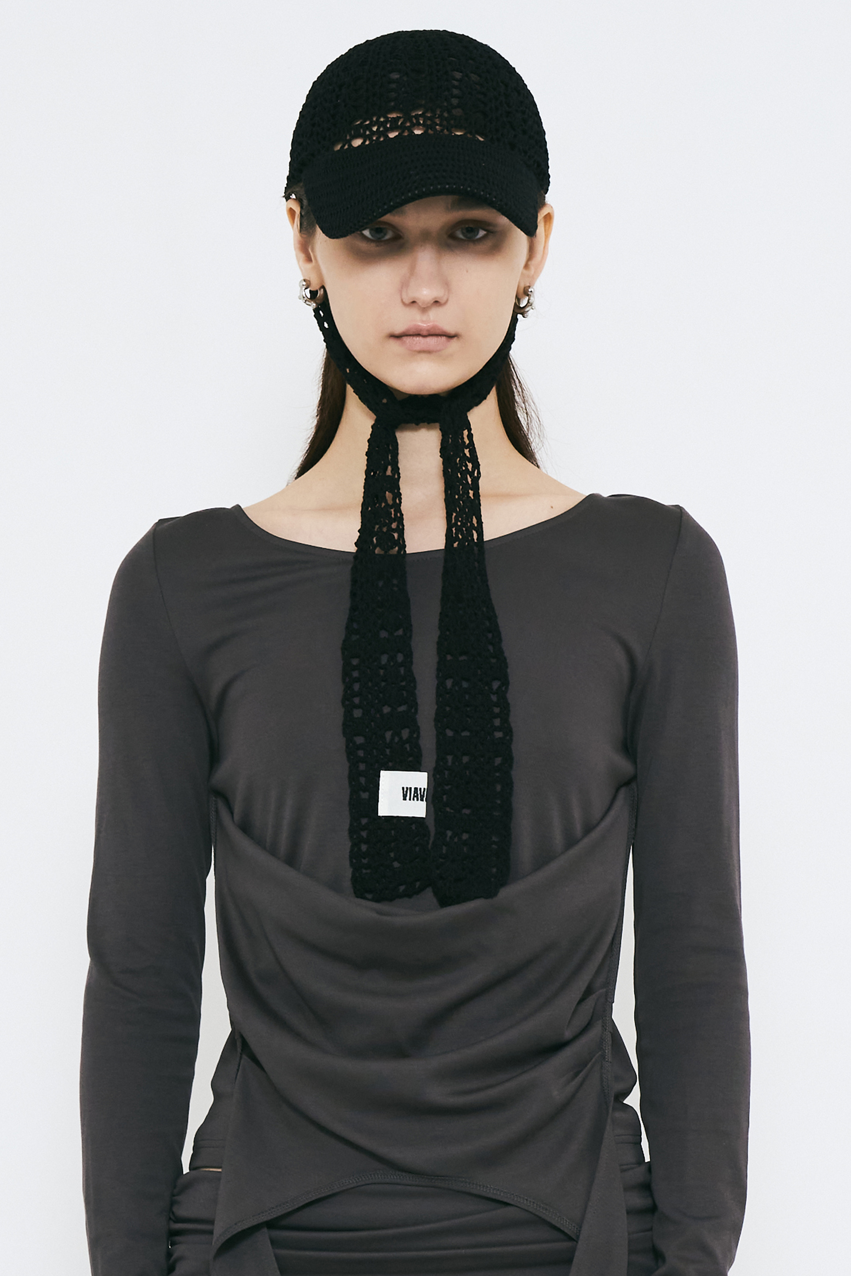 OPEN KNIT CAP / BLACK
