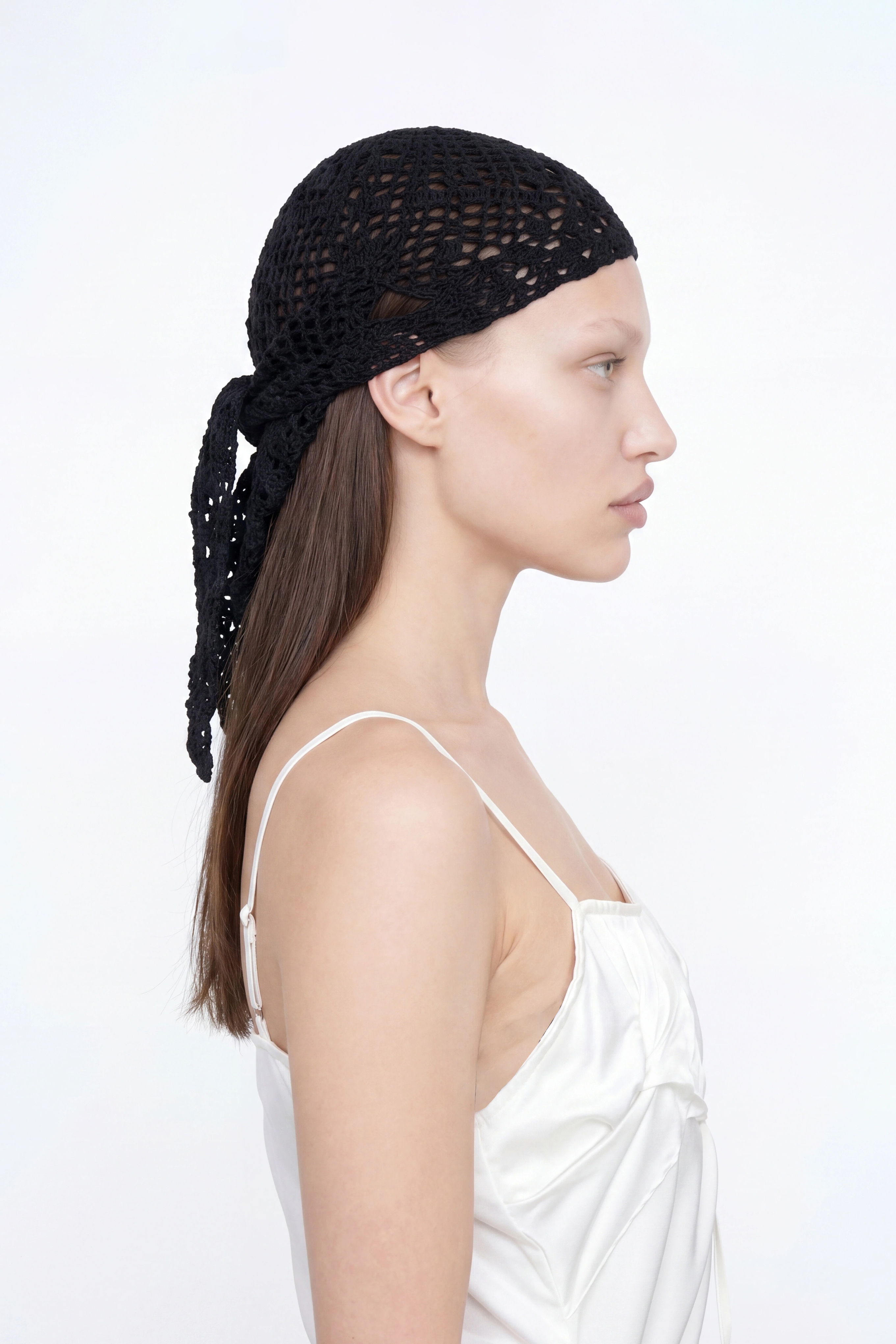 OPEN KNIT CAP / BLACK