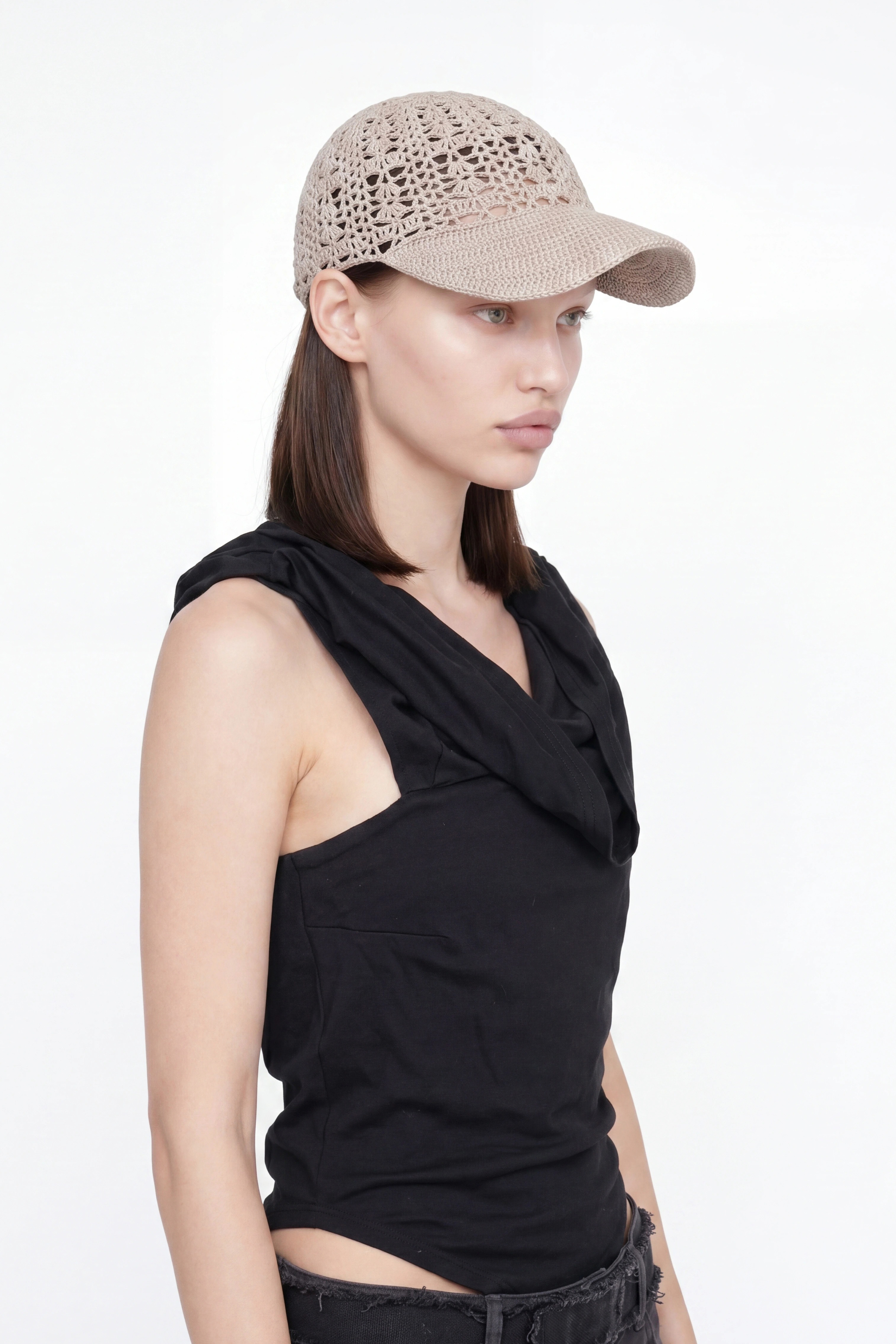 OPEN KNIT CAP / BEIGE