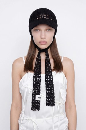 OPEN KNIT CAP / BLACK