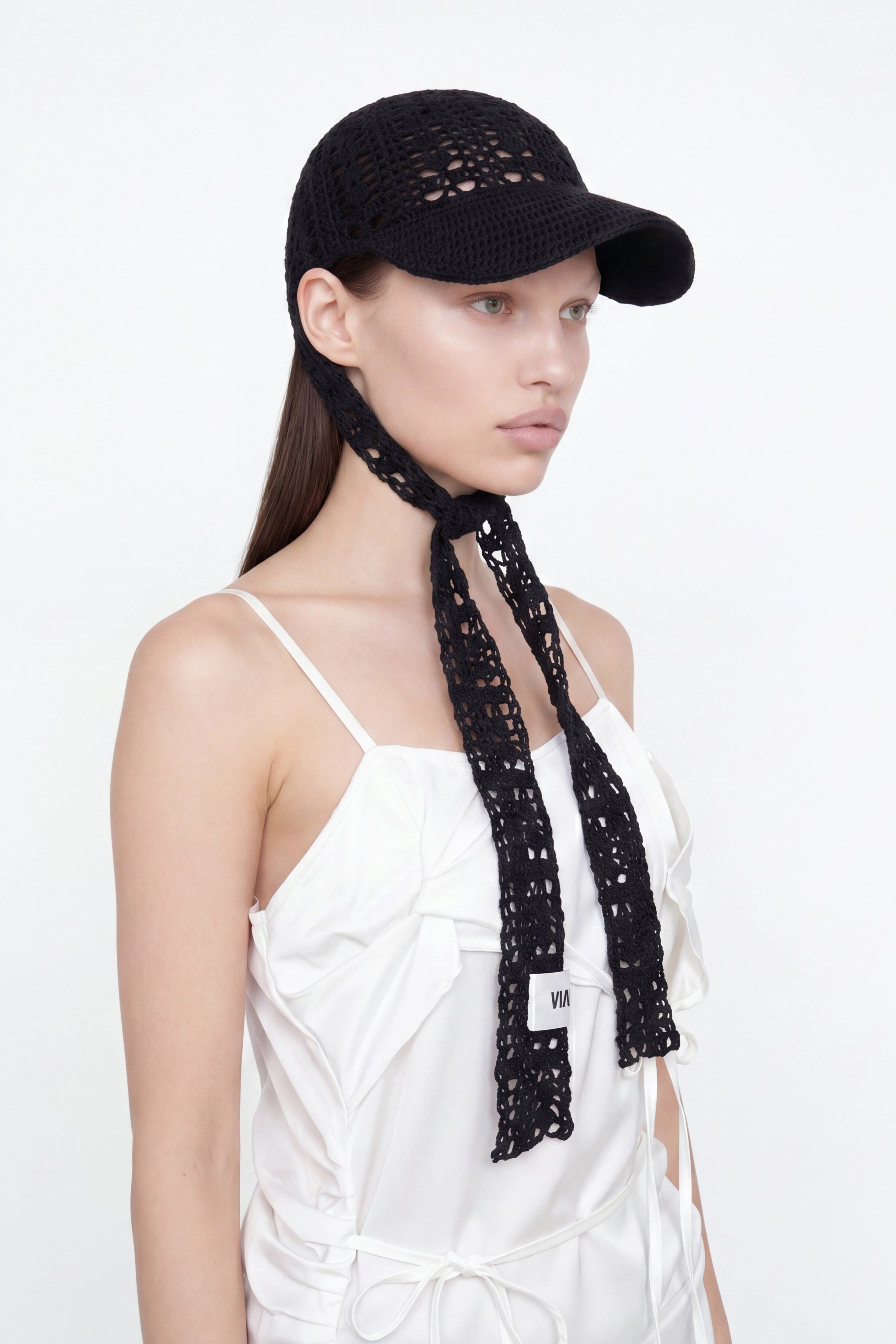 OPEN KNIT CAP / BLACK