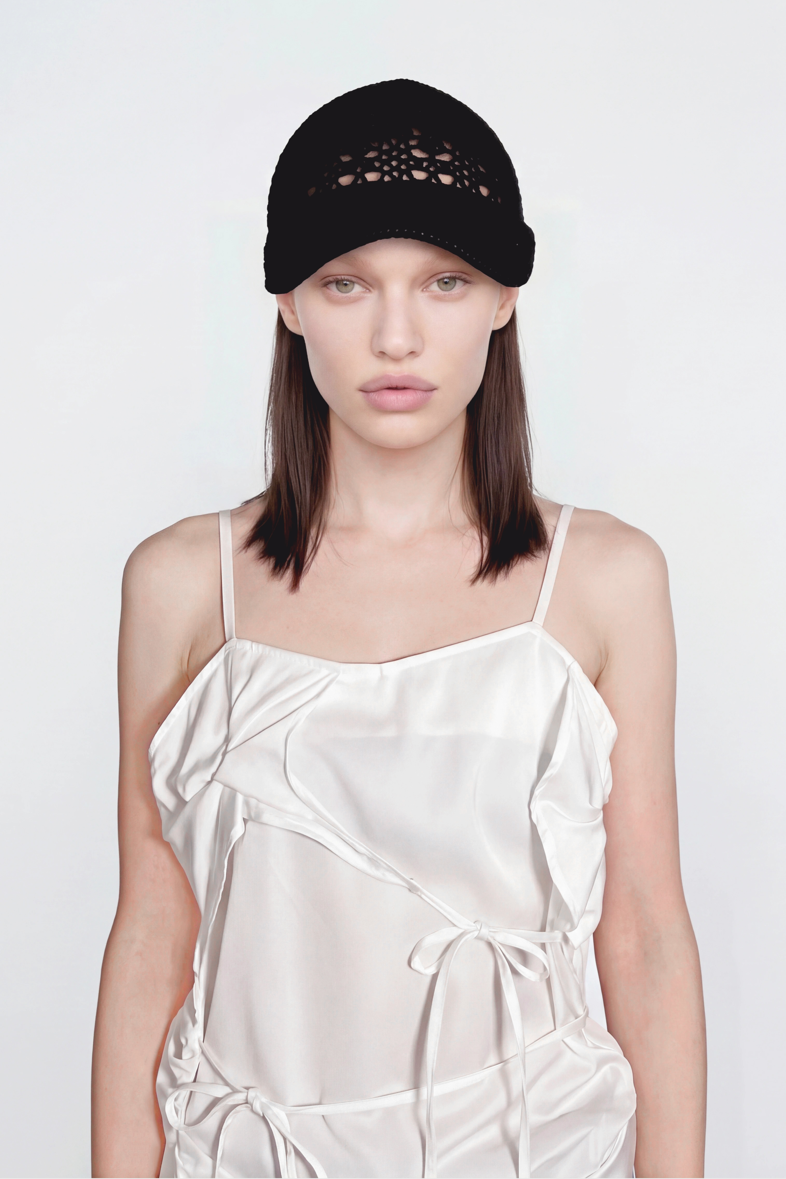OPEN KNIT CAP / BLACK