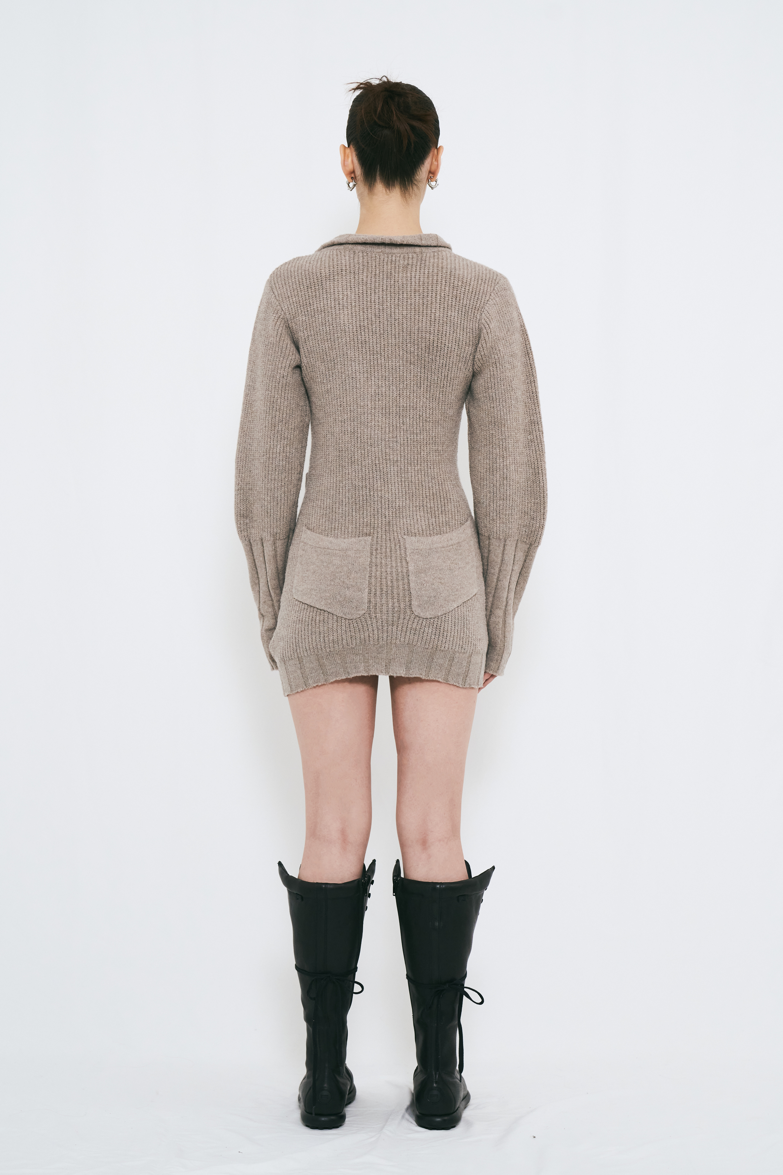 【PRE ORDER】DOUBLE ZIP KNIT DRESS / BEIGE