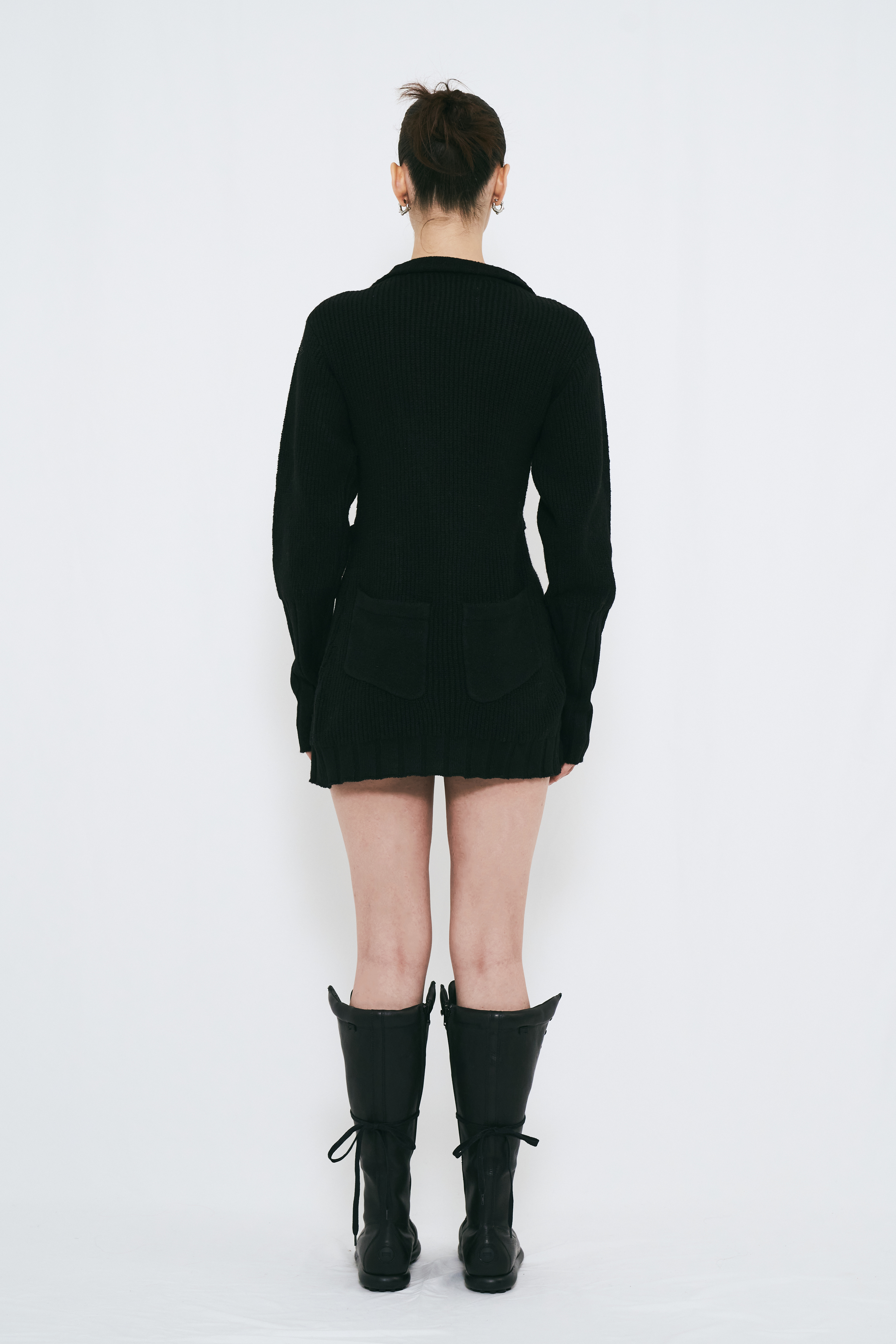 【PRE ORDER】DOUBLE ZIP KNIT DRESS / BLACK