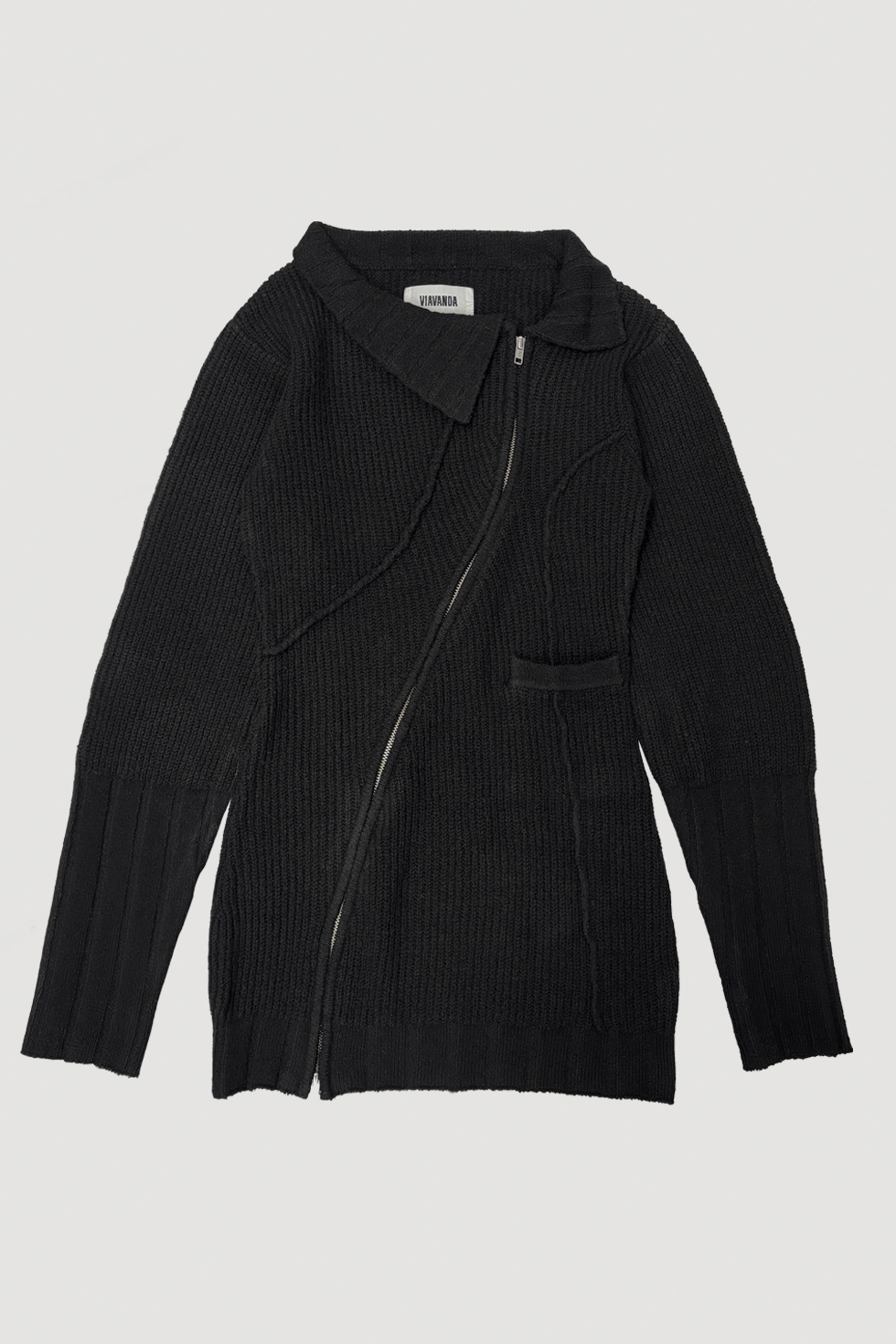 【PRE ORDER】DOUBLE ZIP KNIT DRESS / BLACK